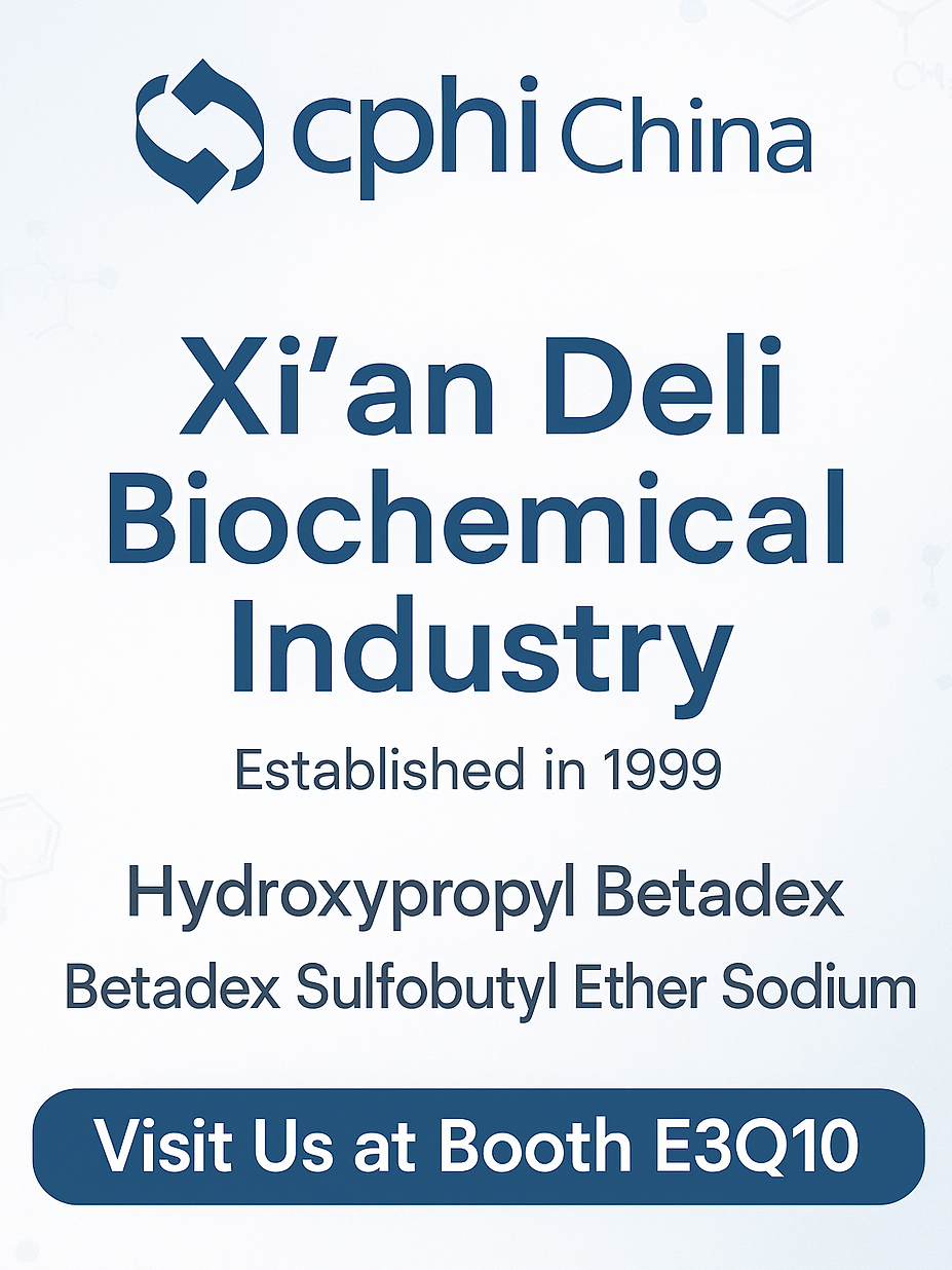 CPHI China 2025 eelvaade: hüdroksüpropüül -betadex ja sulfobutüüleetri naatriumlahendused asuvad keskpunkti Xi’an Deli boksis E3Q10